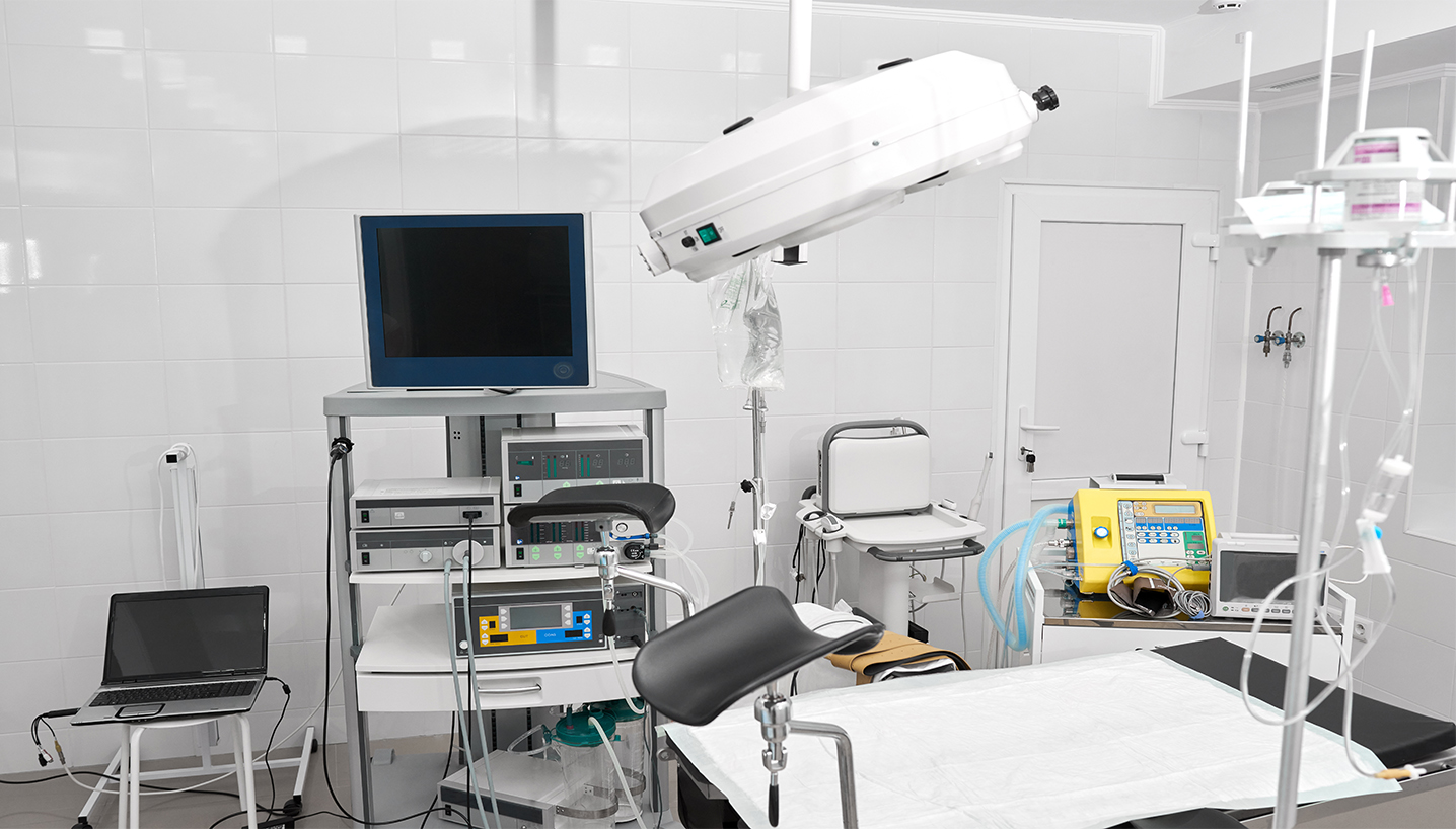 Set of medical instruments for pregnancy ultrasound illustration